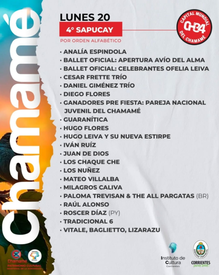 Confirmado: conocé día por día la grilla completa de la Fiesta Nacional del Chamamé- Confirmado: conocé día por día la grilla completa de la Fiesta Nacional del Chamamé
