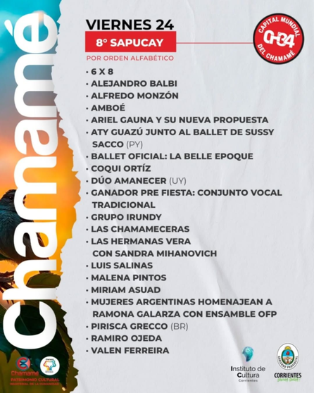 Confirmado: conocé día por día la grilla completa de la Fiesta Nacional del Chamamé- Confirmado: conocé día por día la grilla completa de la Fiesta Nacional del Chamamé