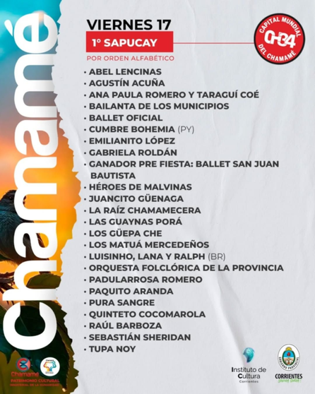 Confirmado: conocé día por día la grilla completa de la Fiesta Nacional del Chamamé