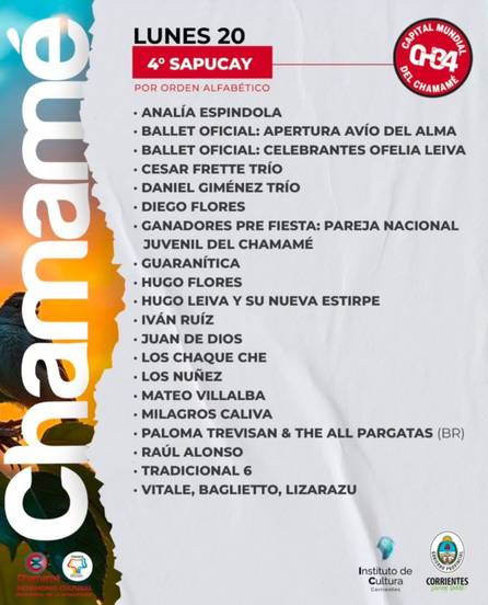 Fiesta Nacional del Chamamé: así será la grilla de la cuarta noche 