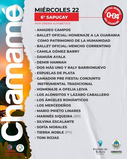 Raly Barrionuevo, Los Alonsitos y Lázaro Caballero: la grilla del sexto sapucay de Fiesta Nacional del Chamamé
