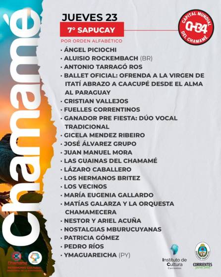 Así será la noche chamamecera de este jueves