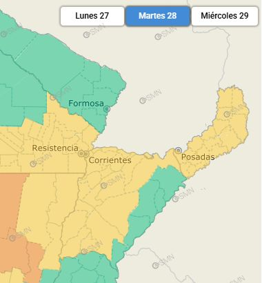 Se mantiene el alerta amarillo por lluvias y tormentas fuertes para Corrientes
