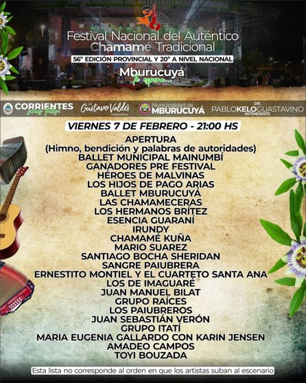 Fecha y artistas confirmados para el Festival Nacional del Auténtico Chamamé Tradicional- Fecha y artistas confirmados para el Festival Nacional del Auténtico Chamamé Tradicional