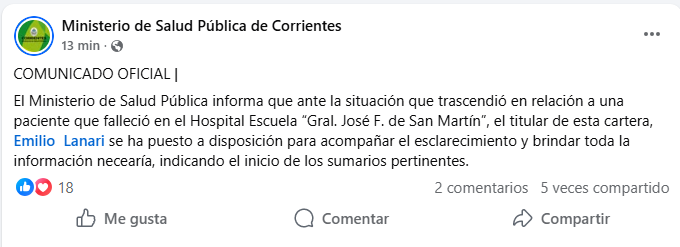 Qué dijo el Ministerio de Salud sobre la muerte de una joven en el hospital Escuela
