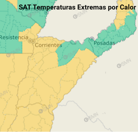 Gran parte de Corrientes está bajo alerta amarilla por temperaturas extremas