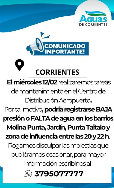 Habrá baja presión o falta de agua este miércoles: qué barrios de Capital serán afectados