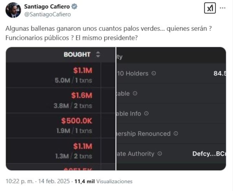 Milei promocionó una criptomoneda que resultó en una estafa digital- Milei promocionó una criptomoneda que resultó en una estafa digital