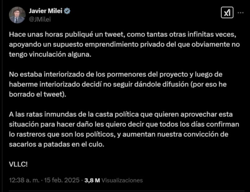 Milei promocionó una criptomoneda que resultó en una estafa digital