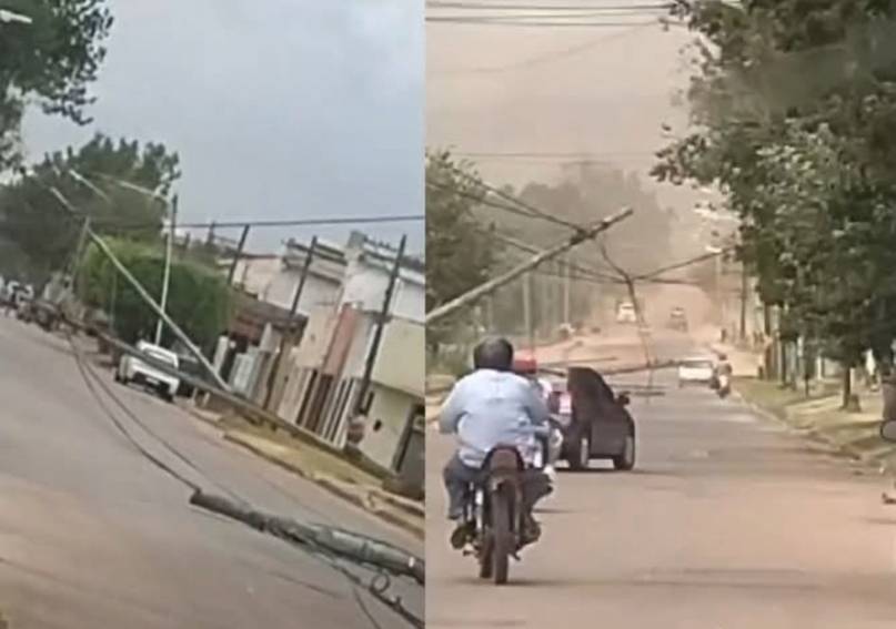 Temporal en Monte Caseros y otras tres localidades dejaron decenas de postes caídos