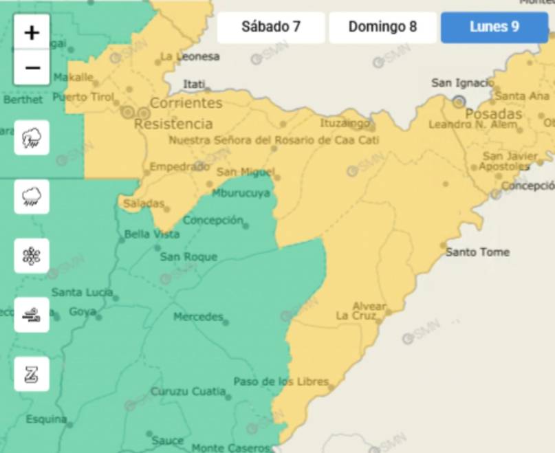Se extiende la alerta amarilla por tormentas fuertes en gran parte de Corrientes 