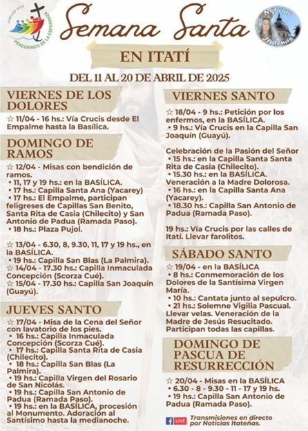 Cómo será el cronograma de Semana Santa en Itatí - Cómo será el cronograma de Semana Santa en Itatí