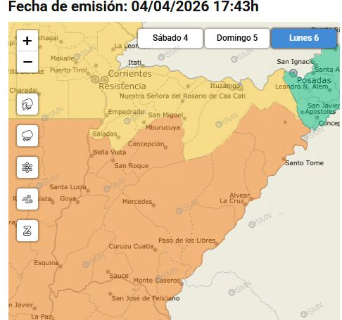 Rige doble alerta por tormentas fuertes en Corrientes: hasta cuándo se extiende