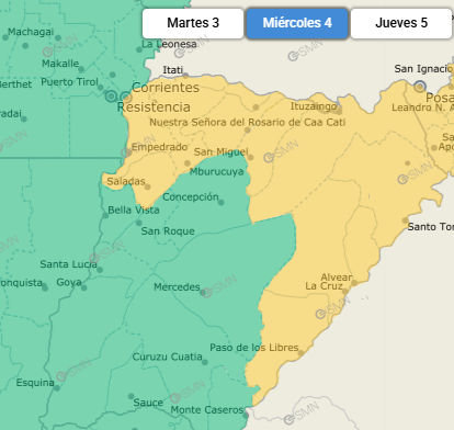 Corrientes bajo alerta amarilla por lluvias y tormentas fuertes