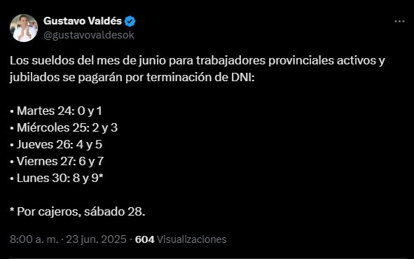 CuÃ¡ndo comienza el pago de sueldos para los trabajadores provinciales