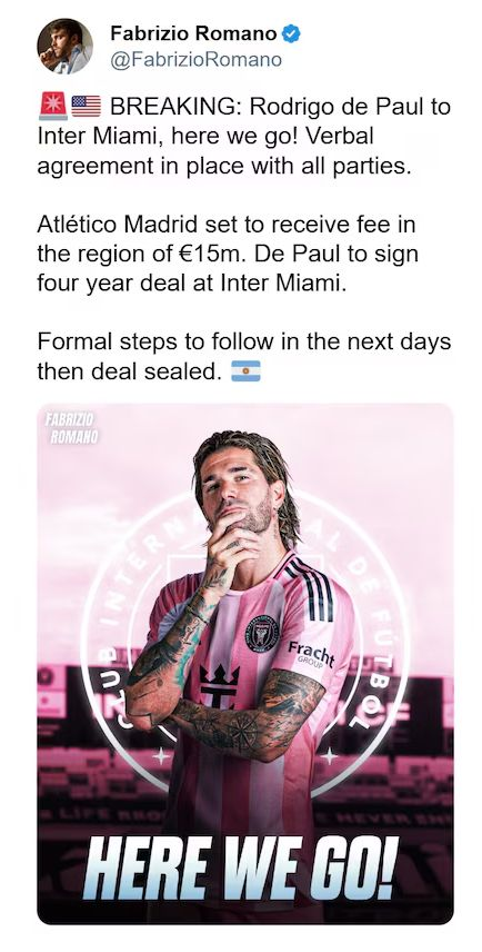 Inter Miami sacude el mercado de pases con la incorporación de Rodrigo de Paul