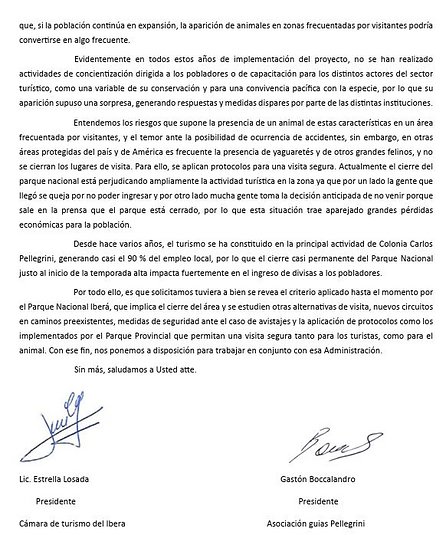 Piden reabrir el Parque Iberá tras dos meses de cierre por la presencia de un yaguareté