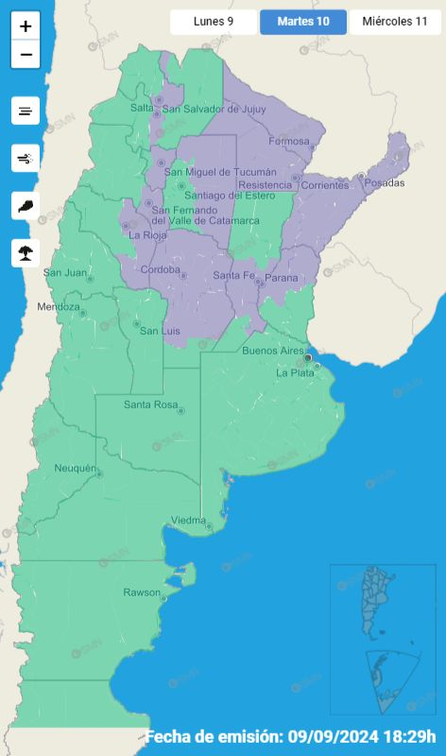 Se mantiene el alerta violeta por humo para Corrientes y otras 12 provincias