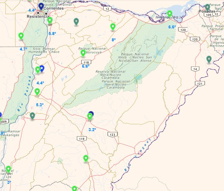Se registraron heladas en Corrientes con mínimas de 3°C