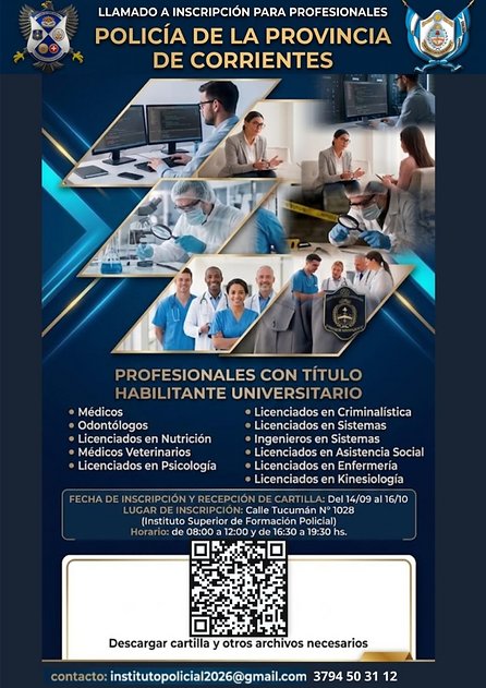 1789155754933 La Policía de Corrientes abrió la inscripción para profesionales: requisitos y carreras buscadas