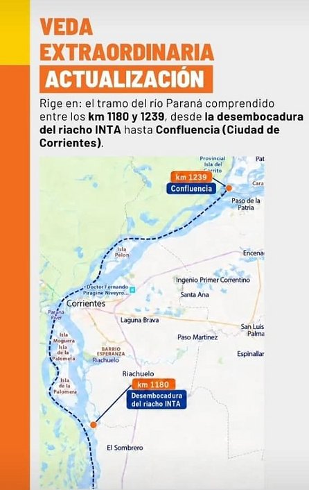Corrientes actualizó la veda extraordinaria de pesca en el río Paraná