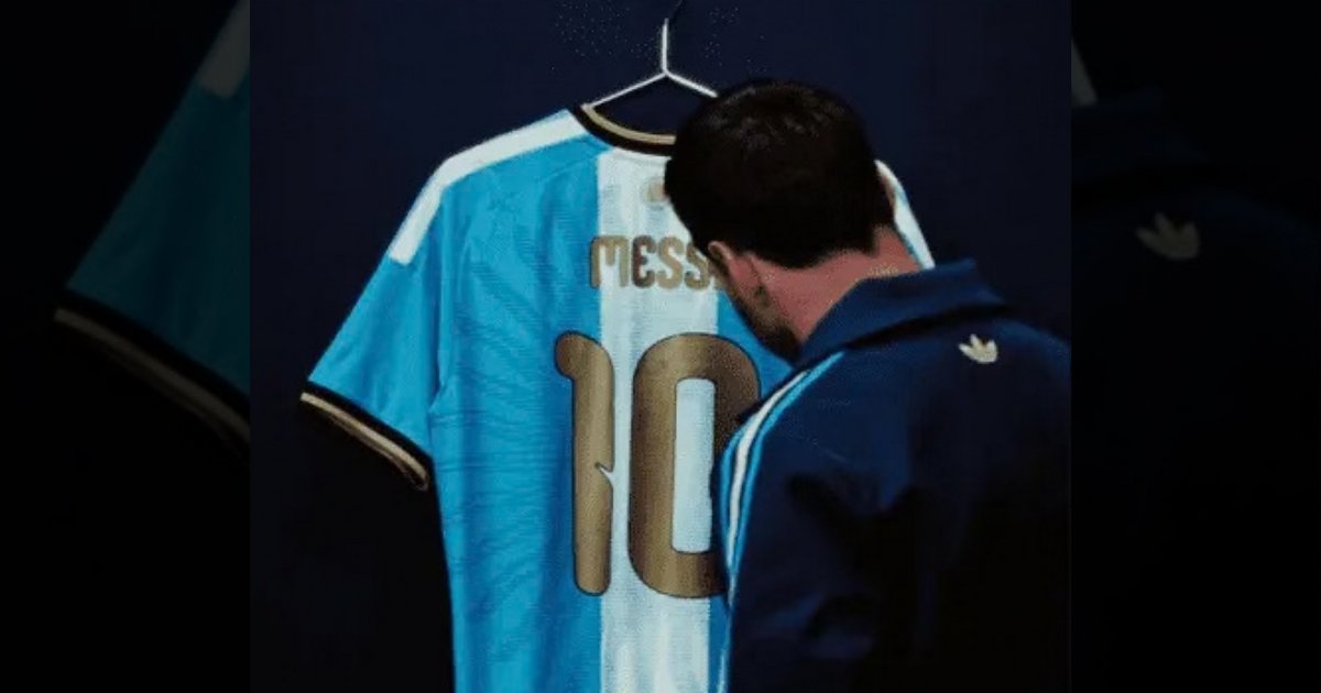 Messi presentó la camiseta de su último partido con la Selección Nacional