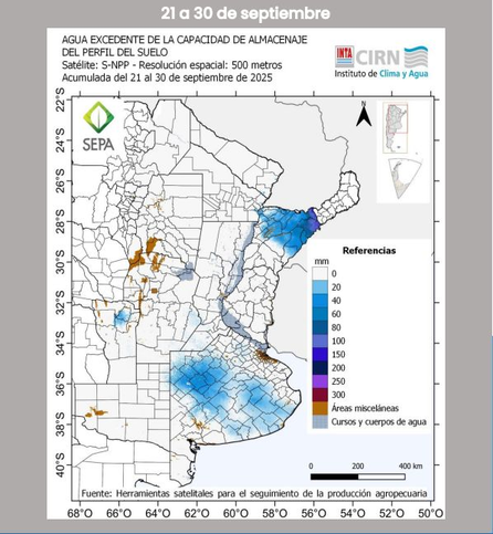 Corrientes se ubica entre las provincias con mayor exceso de agua en el suelo 