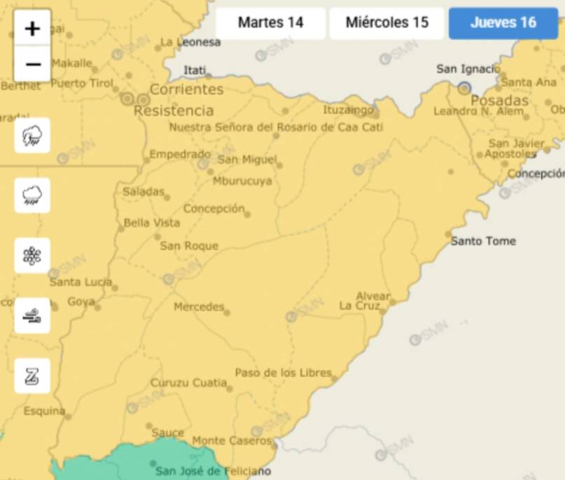 Vuelven las lluvias a Corrientes y rige alerta alerta amarilla por tormentas fuertes