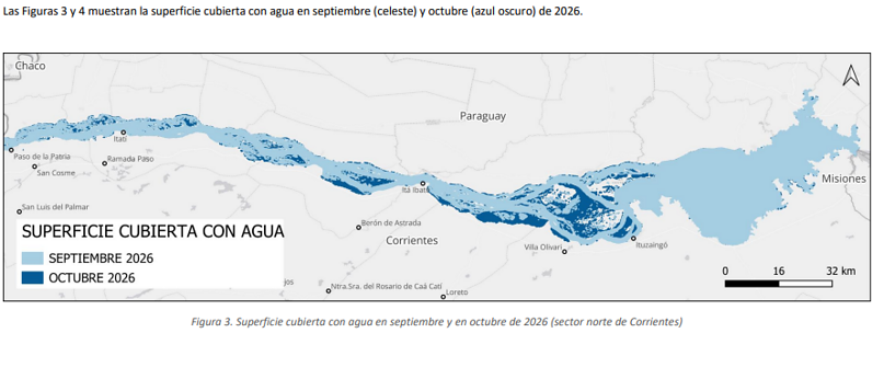 Por la crecida del Paraná, Corrientes registró 69.000 hectáreas más cubiertas de agua