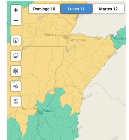 Alerta amarilla por fuertes vientos en Corrientes