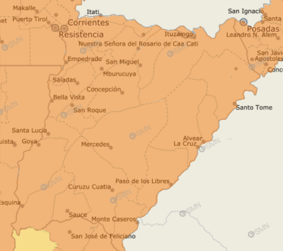 Corrientes: alerta naranja por tormentas fuertes y posible caída de granizo - Corrientes: alerta naranja por tormentas fuertes y posible caída de granizo