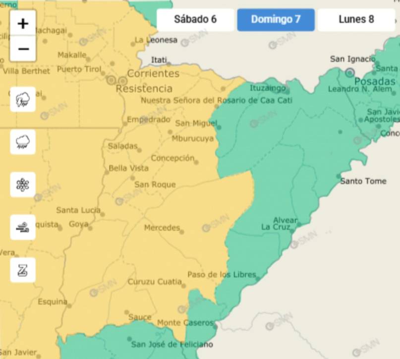 Alerta amarilla por tormentas fuertes en Corrientes y brusco cambio de temperatura 