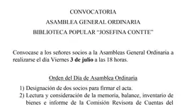 CONVOCATORIA ASAMBLEA GENERAL ORDINARIA anuncio N° 2