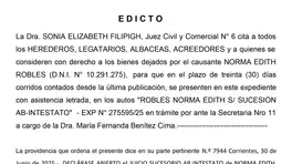 ED. "ROBLES NORMA EDITH S/ SUCESION AB-INTESTATO" anuncio N° 0