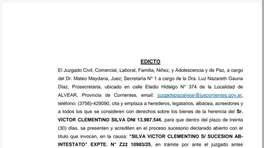 SILVA VICTOR CLEMENTINO S/ SUCESION AB-INTESTATO EXPTE NRO. Z22 10983/25 anuncio N° 0