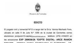 ED. EXPTE DIGITAL- ARCE RAMON DONATO , MEDINA MARIA MAGDALENA S/ SUCESION AB-INTESTATO anuncio N° 0