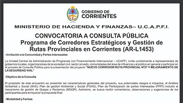 CONVOCATORIA A CONSULTA PÚBLICA NUEVO CORREDOR RUTA PROVINCIAL N° 27 - anuncio N° 1